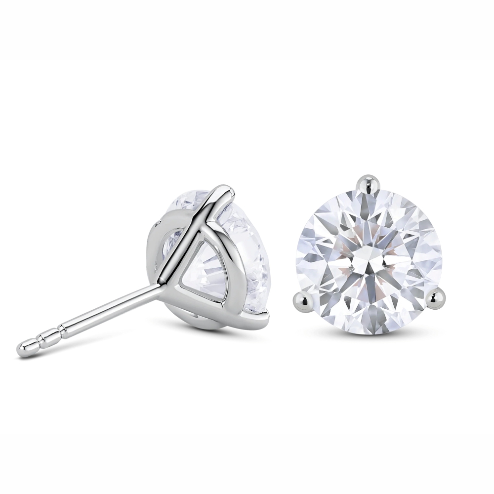 4 carat round diamond stud earrings - Image 3
