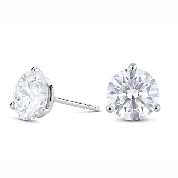 4 carat round diamond stud earrings - Image 2