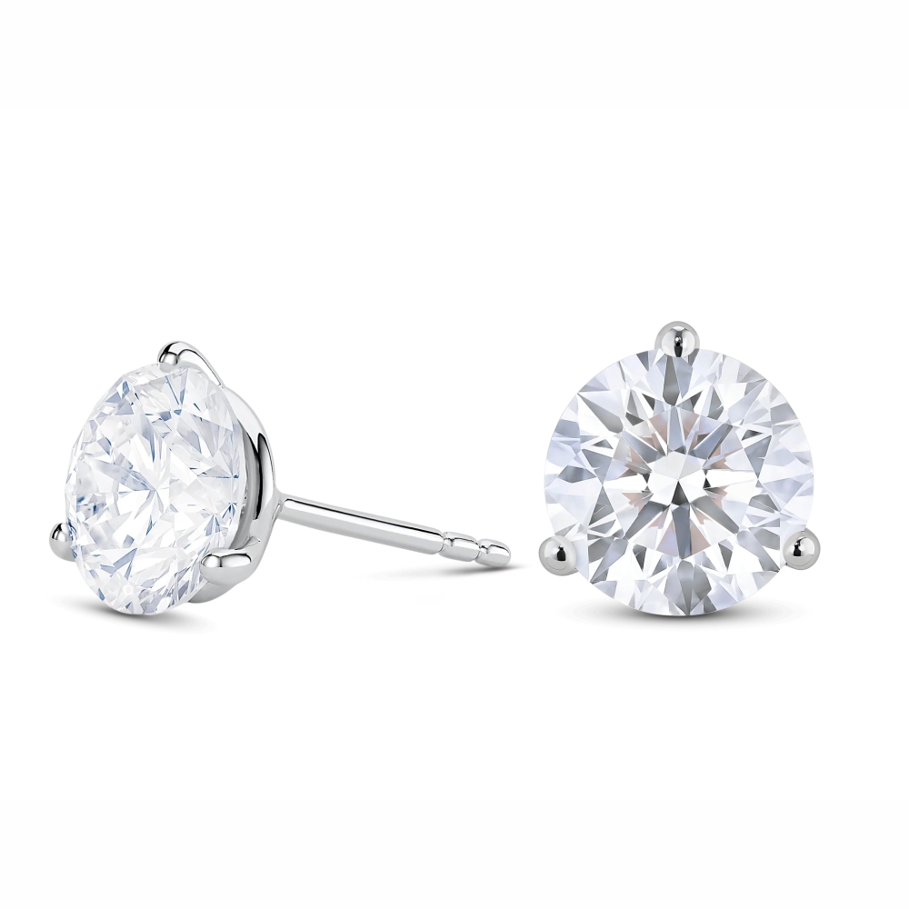 4 carat round diamond stud earrings - Image 2