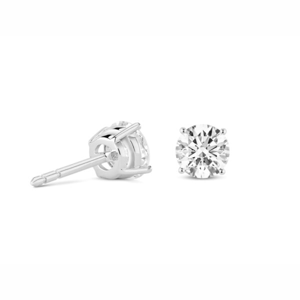 2 carat round diamond stud earrings - Image 2