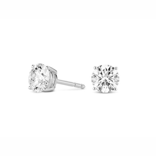 2 carat round diamond stud earrings - Image 3