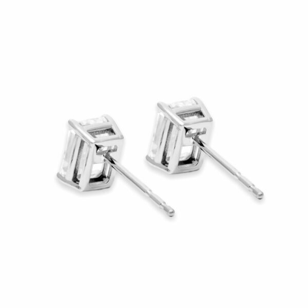 2 carat emerald diamond stud earrings - Image 3