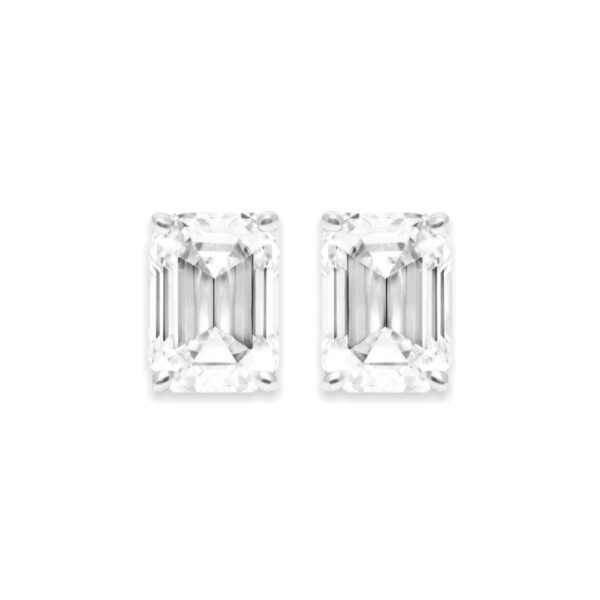 2 carat emerald diamond stud earrings