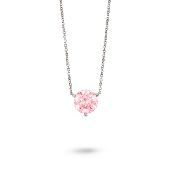 2 carat round pink diamond necklace