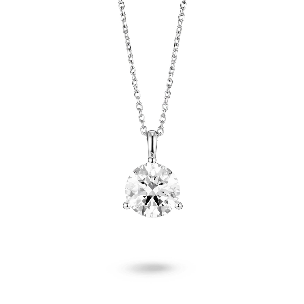 2 carat round diamond bale necklace